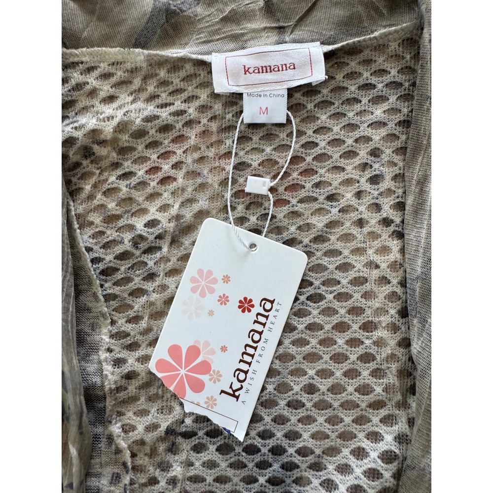 Kamana Womens M Cardigan Duster Mesh Mixed Media Floral Boho Cottagecore Indie - Picture 3 of 11